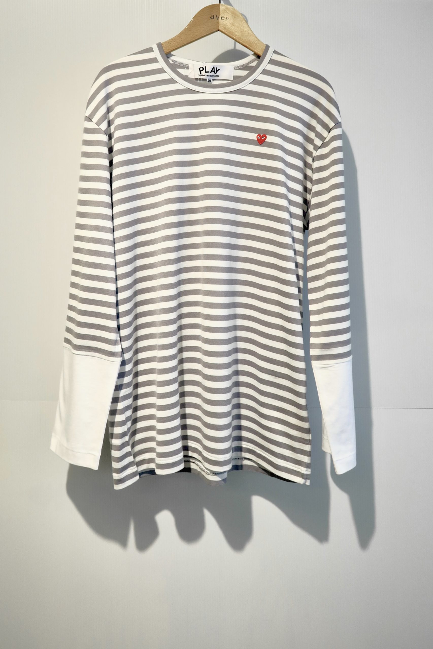 COMME DES GARCONS PLAY P1T320 LONGSLEEVE STRIPED grey/white - ave ...