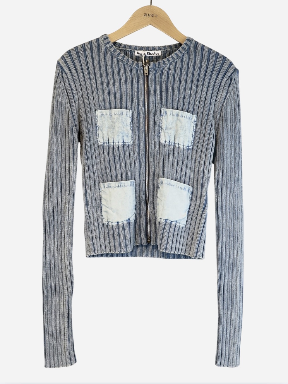 ACNE STUDIOS KNIT000714 ZIPPER CARDIGAN denim blue