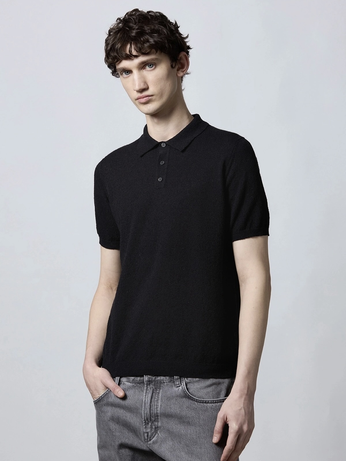 ROBERTO COLLINA RB44225 SPONGY EFFECT SHIRT black
