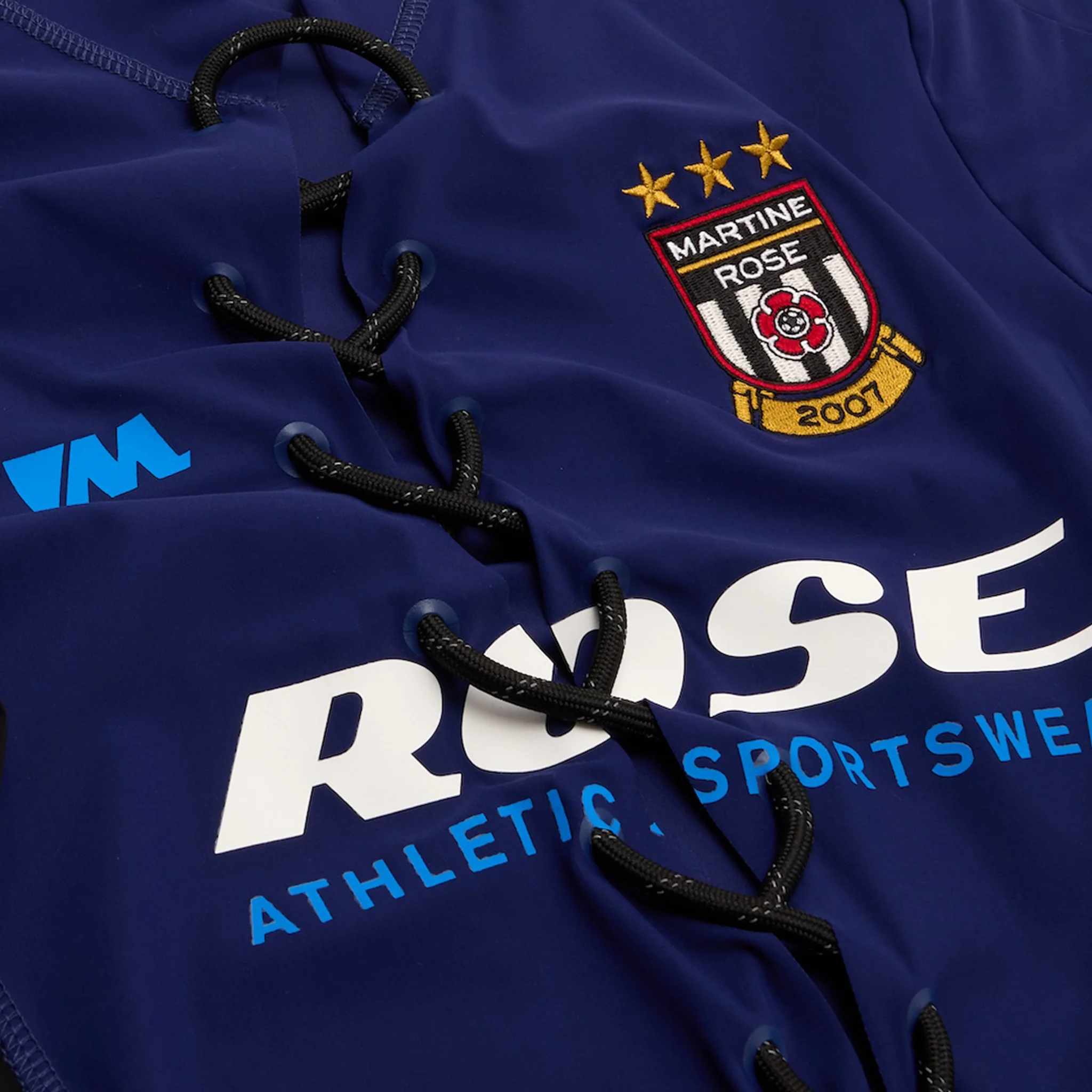 MARTINE ROSE LACE UP FOOTBALL TOP blue – Bild 3