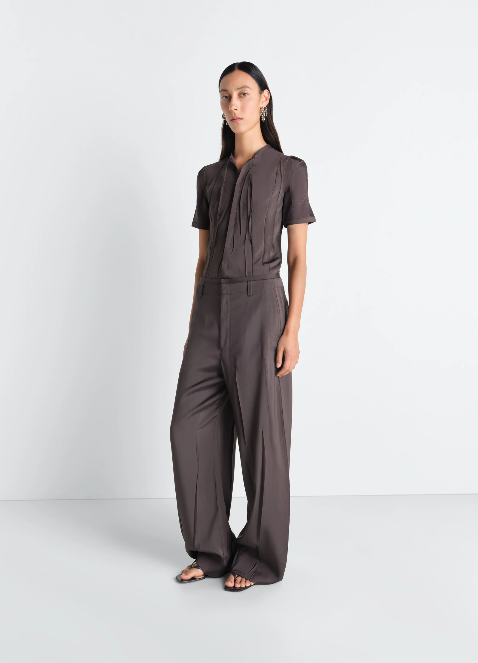 LEMAIRE CREASED FITTED SHIRT glossy brown // SOLD OUT – Bild 3