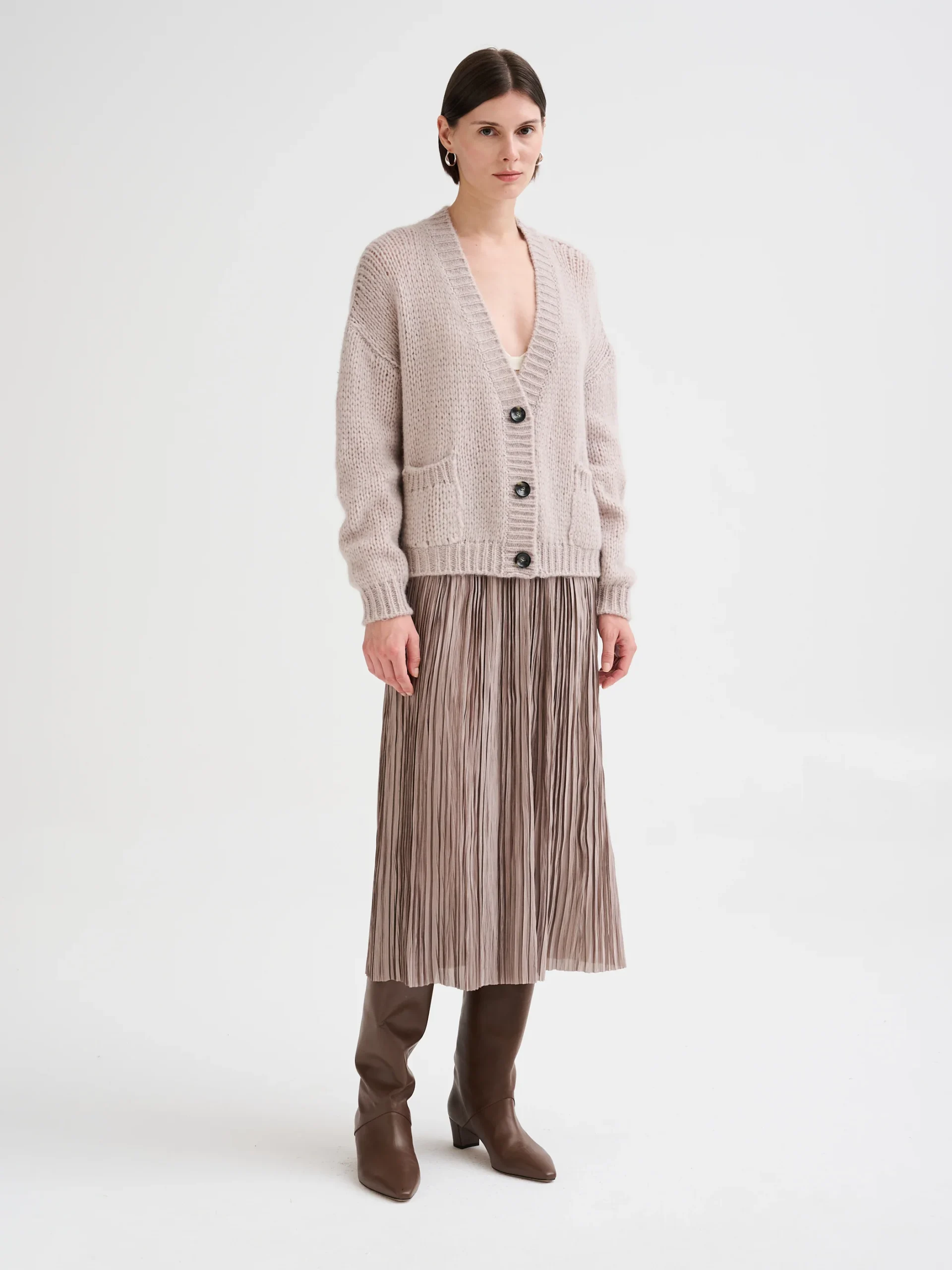 ROBERTO COLLINA KNITTED CARDIGAN stucco – Bild 3