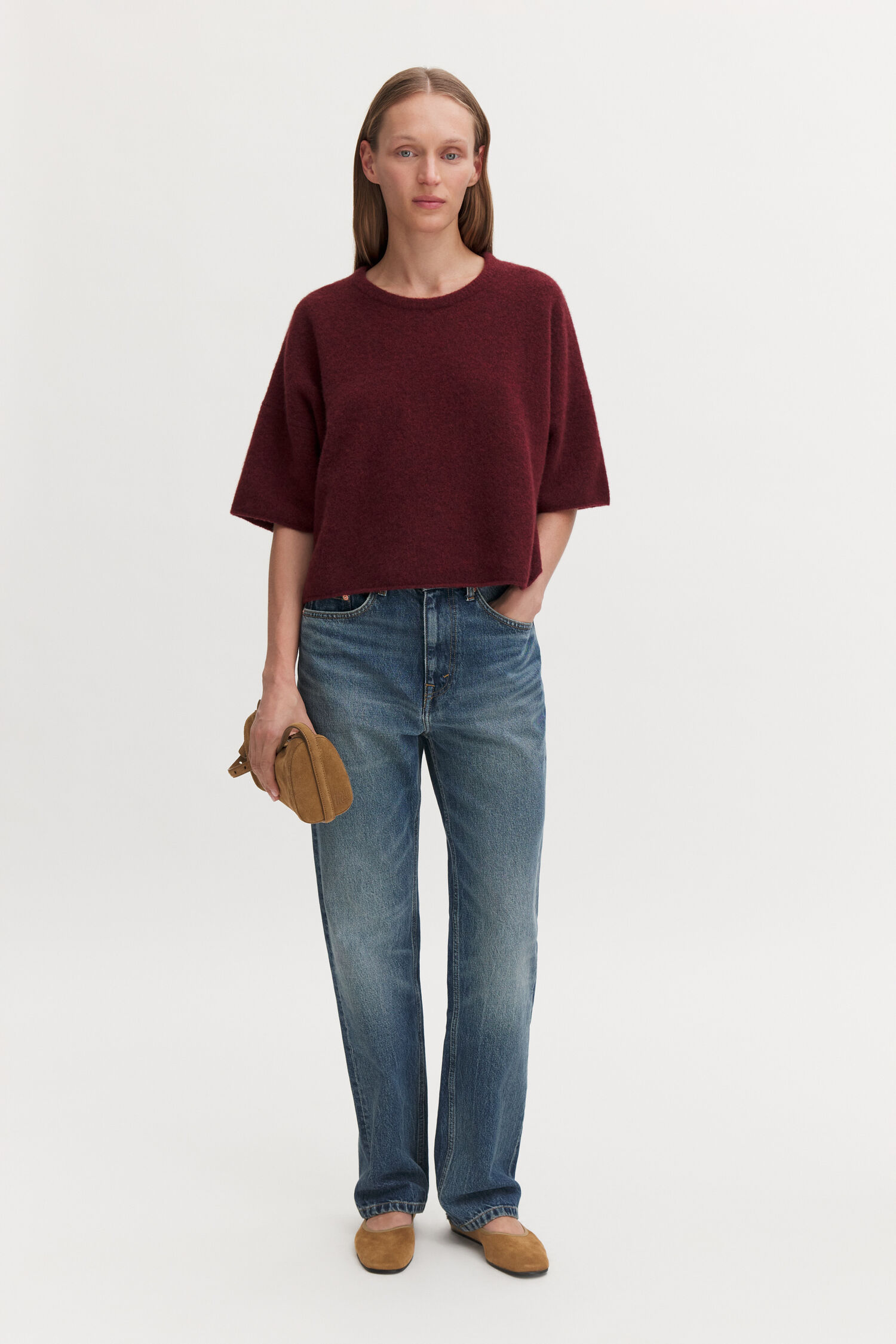 FILIPPA K WOOL YAK TEE mahagony red – Bild 3