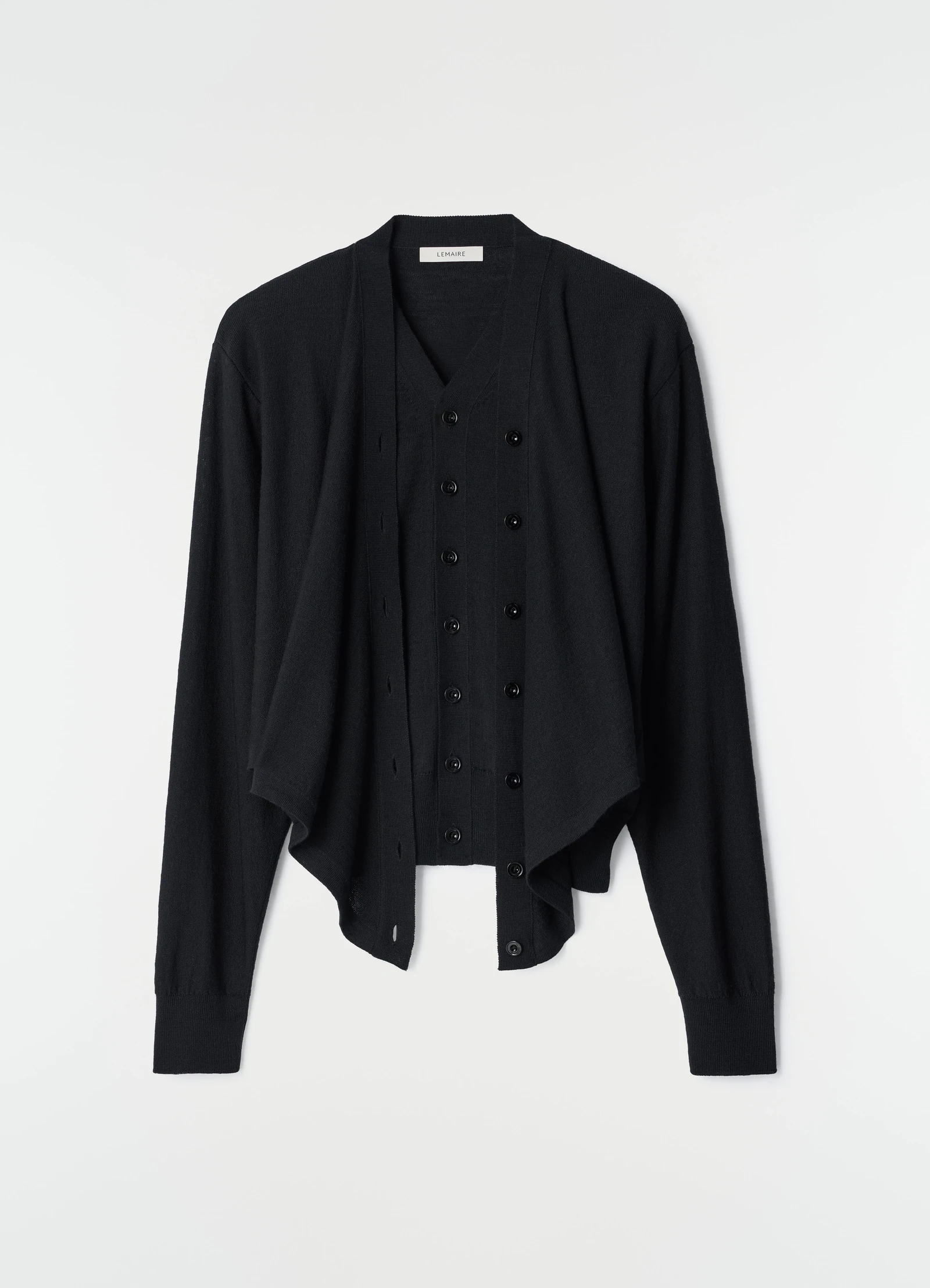 LEMAIRE TROMPE-L’ŒIL CARDIGAN black – Bild 2