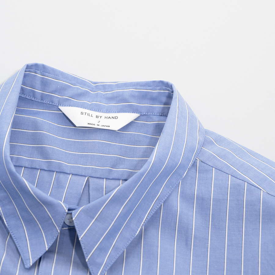 STILL BY HAND REGULAR COLLAR SHIRT blue stripe – Bild 3
