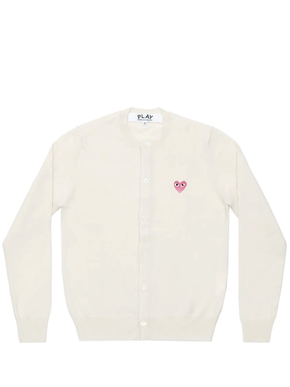 COMME DES GARCONS PLAY CARDIGAN LITTLE PINK HEART white