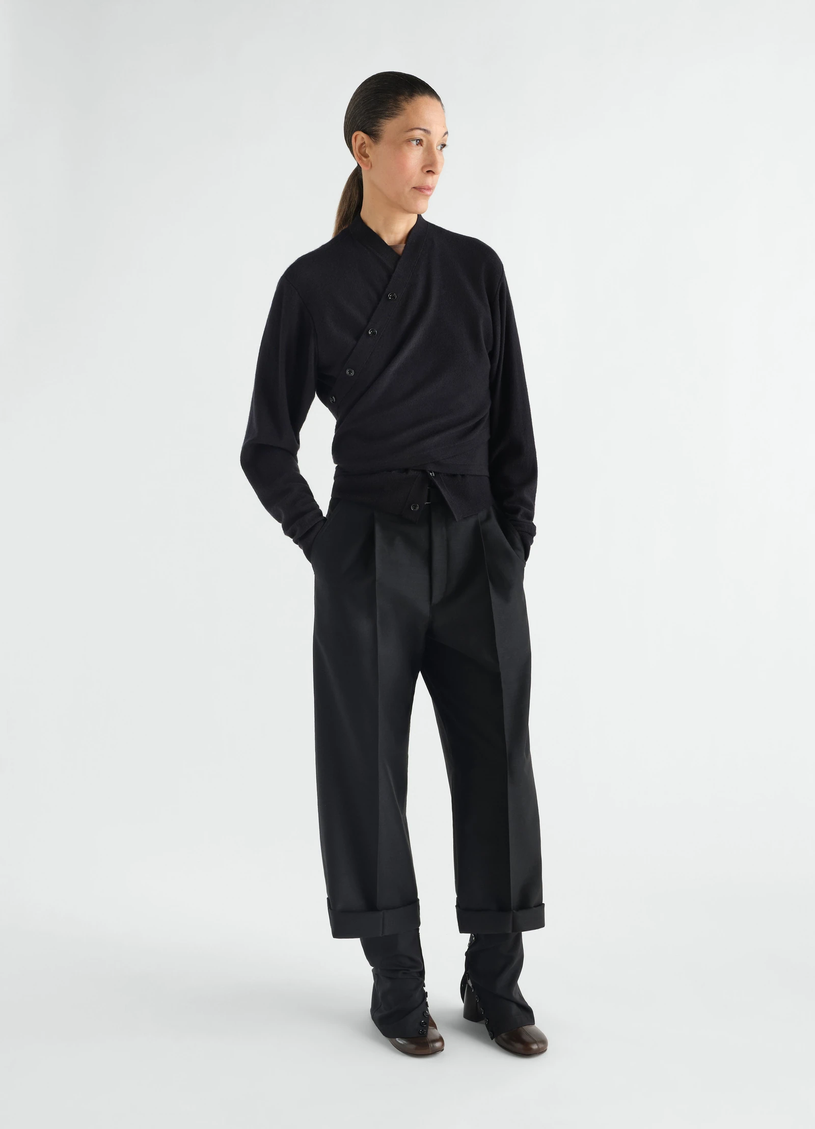 LEMAIRE TROMPE-L’ŒIL CARDIGAN black – Bild 3