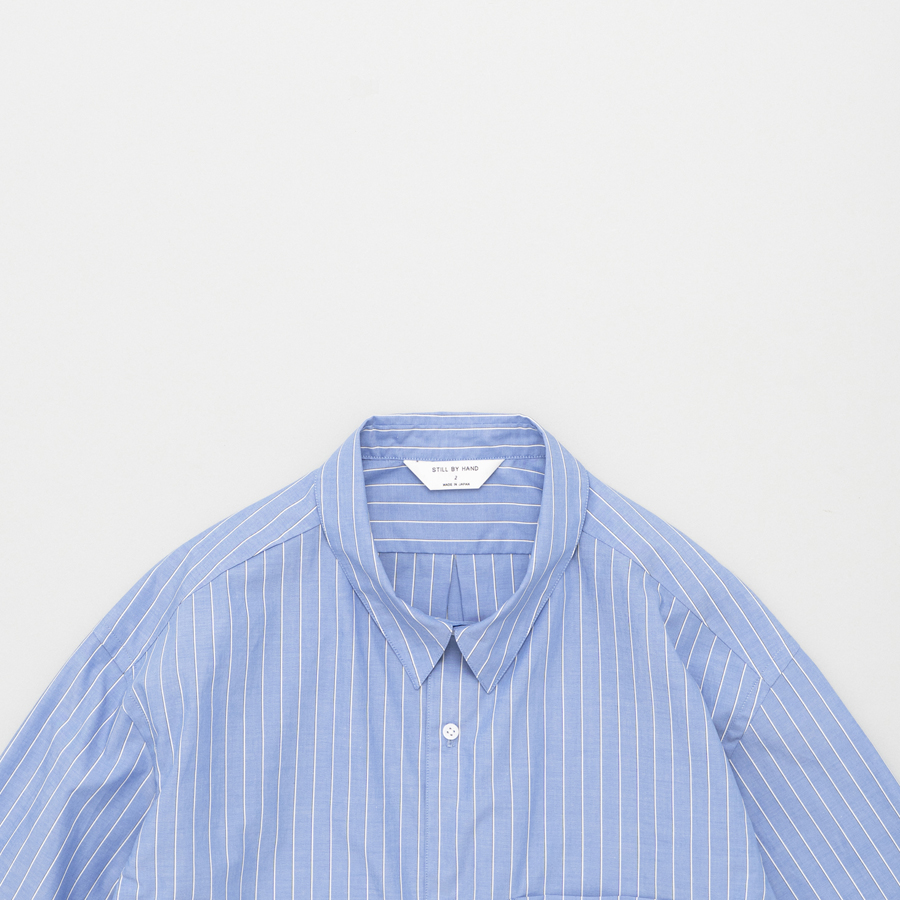 STILL BY HAND REGULAR COLLAR SHIRT blue stripe – Bild 2