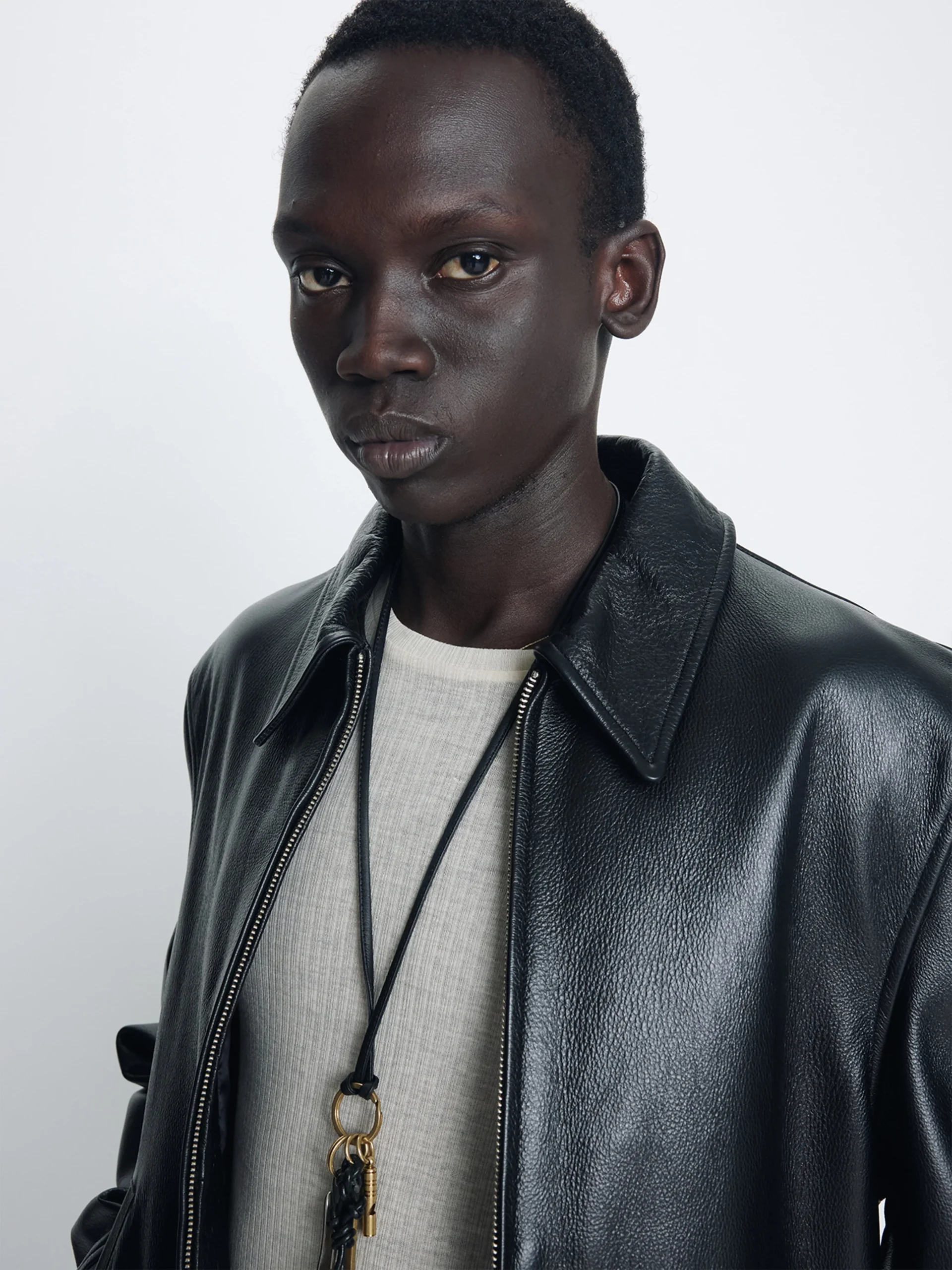 TONYWACK COW LEATHER BUCKLE ZIP JACKET black – Bild 7