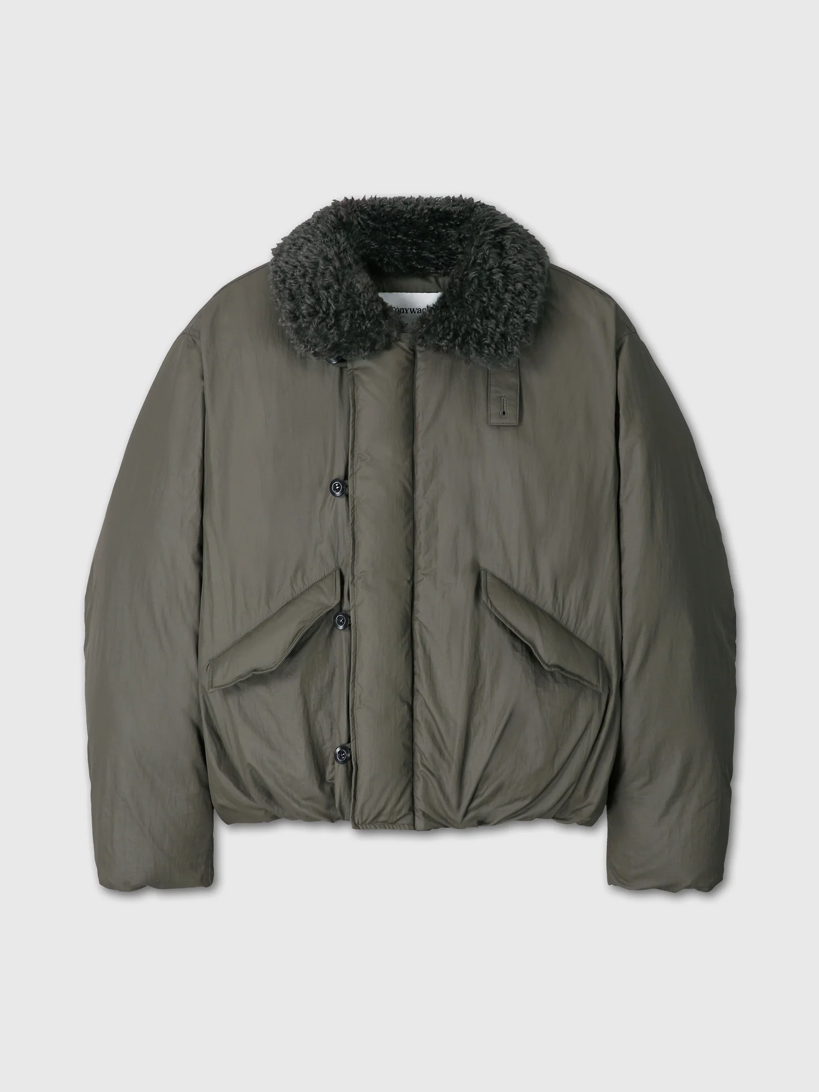TONYWACK SHEARLING COLLAR PUFFER BLOUSON olive – Bild 7