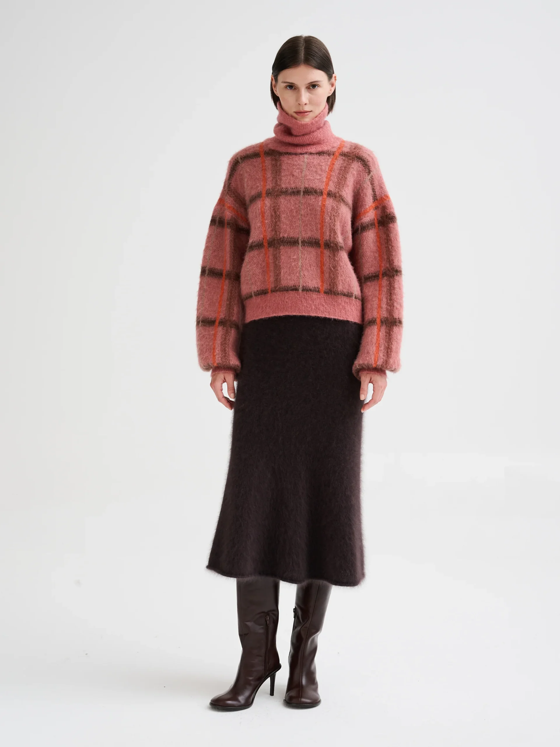 ROBERTO COLLINA GEOMETRIC JACQUARD TURTLENECK pink – Bild 2